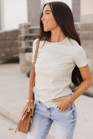 Ribbed Lulu Tee - Sage - STB Boutique