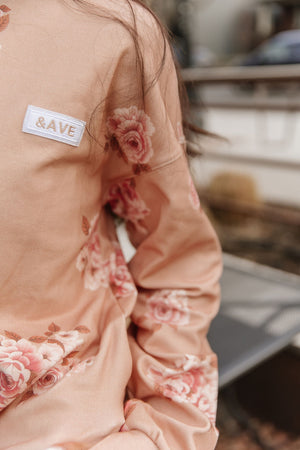 University SideSlit Pullover - Peachy Petals