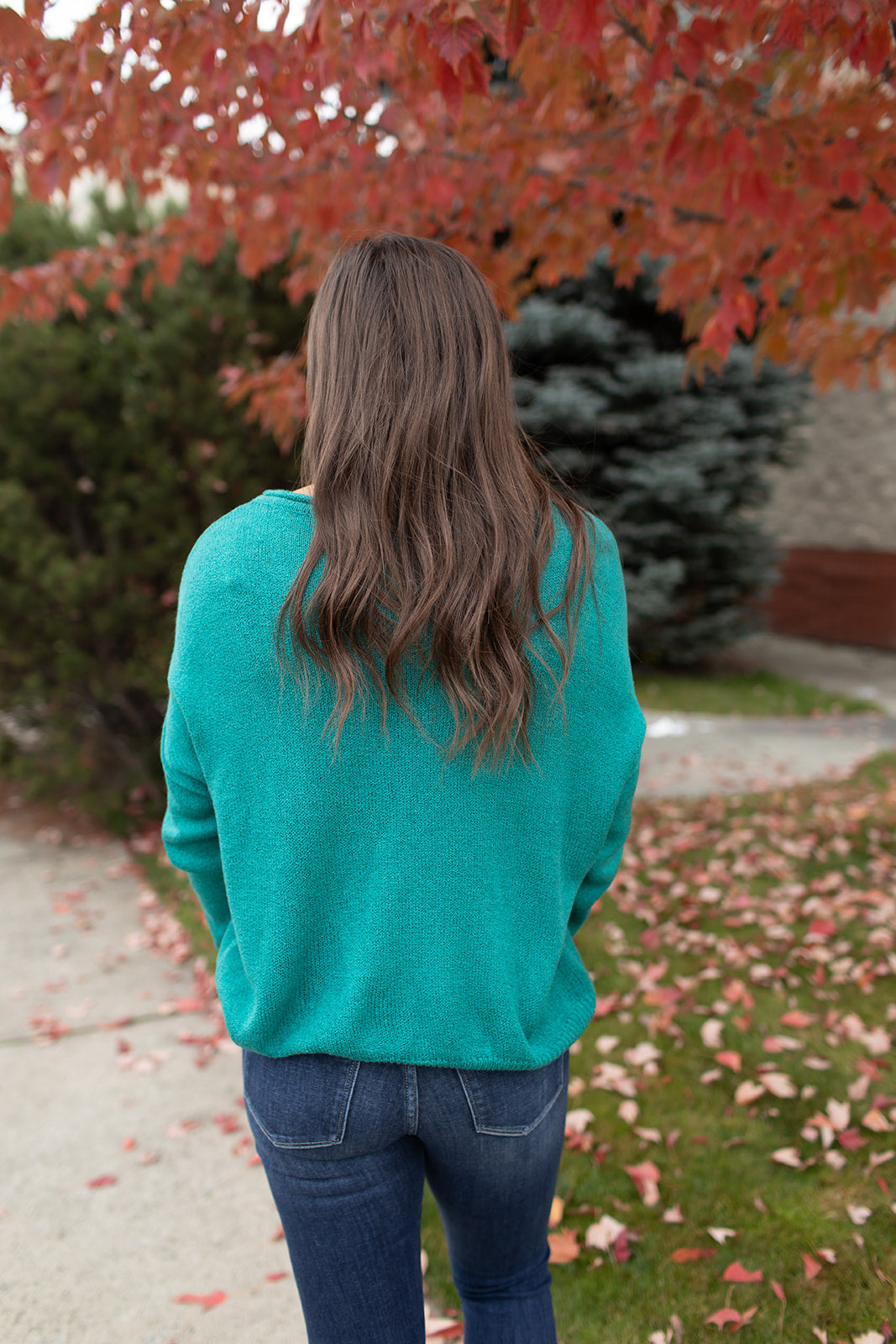 Green Drop Shoulder Slouchy Pocket Sweater (SM-XL)