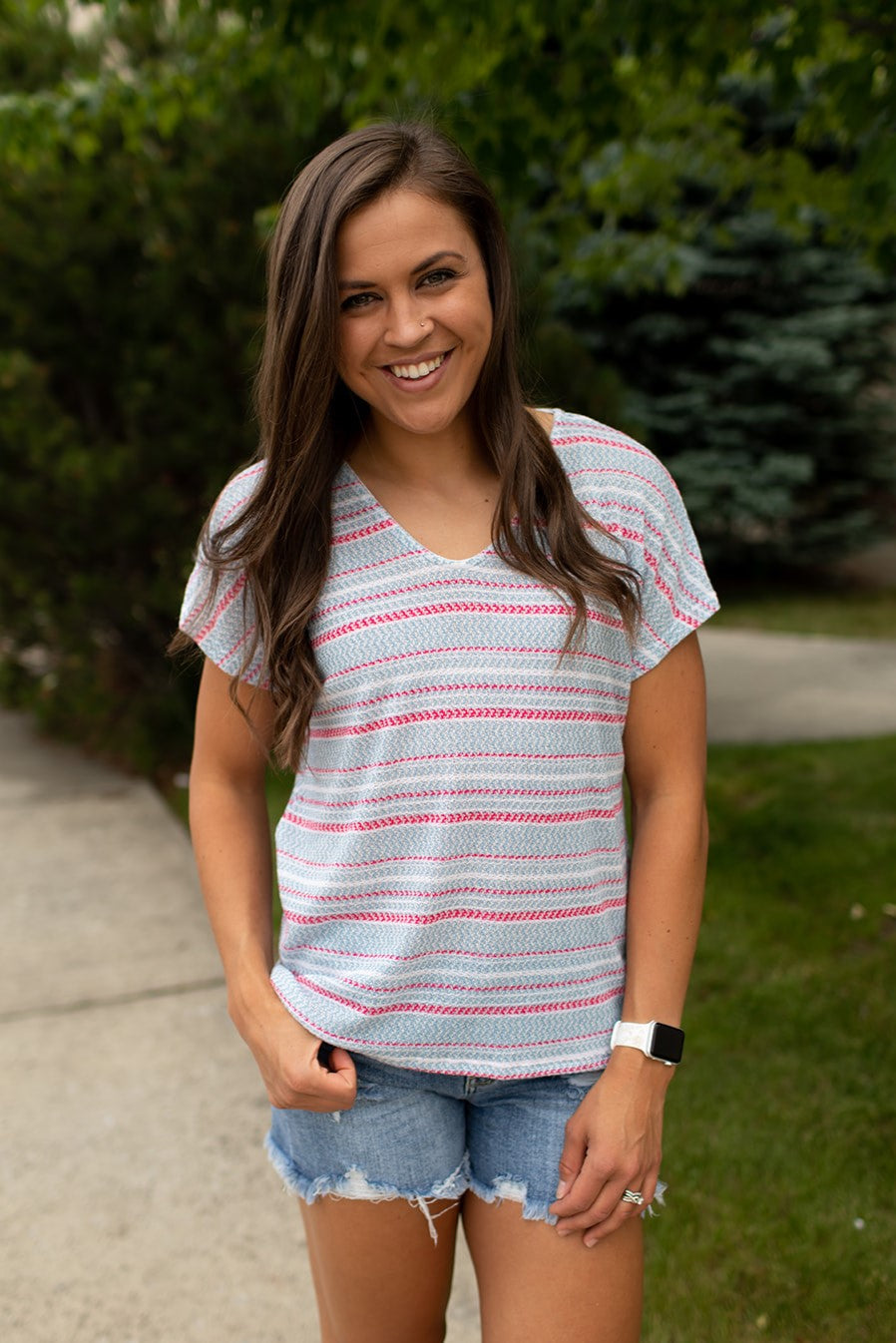 Chic Street Style Striped Top (SM-3X)