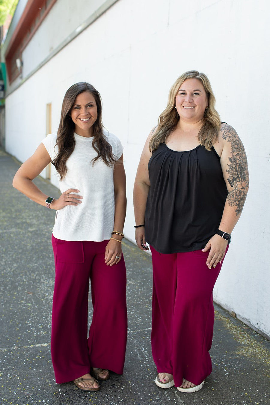 Magenta True Waist Wide Leg Pants (SM-3X)