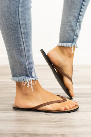 Soda Brown Feler Flip Flop Sandals (6-11)