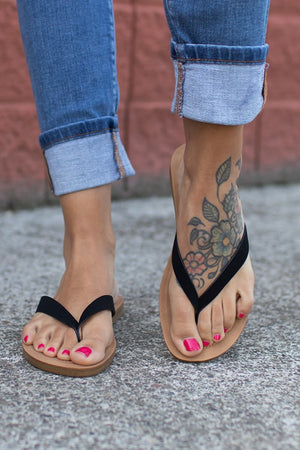 Black Ella Flip Flop Sandals (5.5-10)