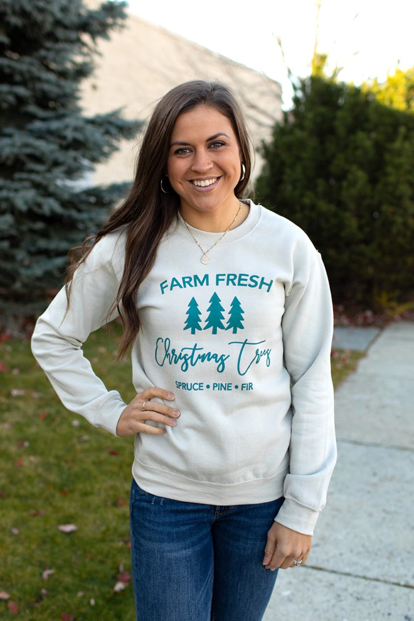 Farm Fresh Christmas Trees Crewneck Sweatshirt (Unisex SM-2X)
