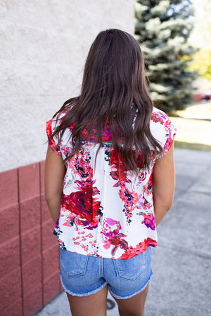 Fall Oasis Floral SS Top (SM-XL)