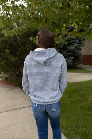 Light Gray Quilted Hoodie (SM-2X)