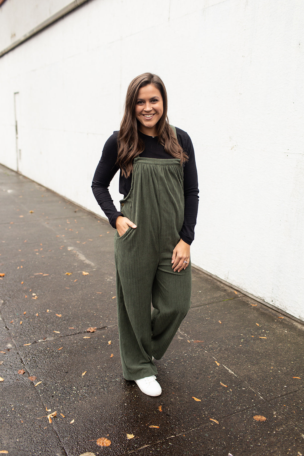 Olive Green Corduroy Overalls (1X-4X)