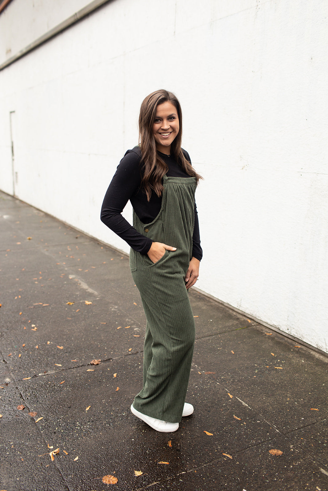 Olive Green Corduroy Overalls (1X-4X)