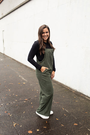 Olive Green Corduroy Overalls (1X-4X)