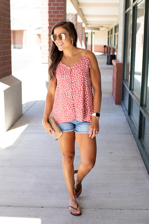 Mauve Spotted Button Cami Tank