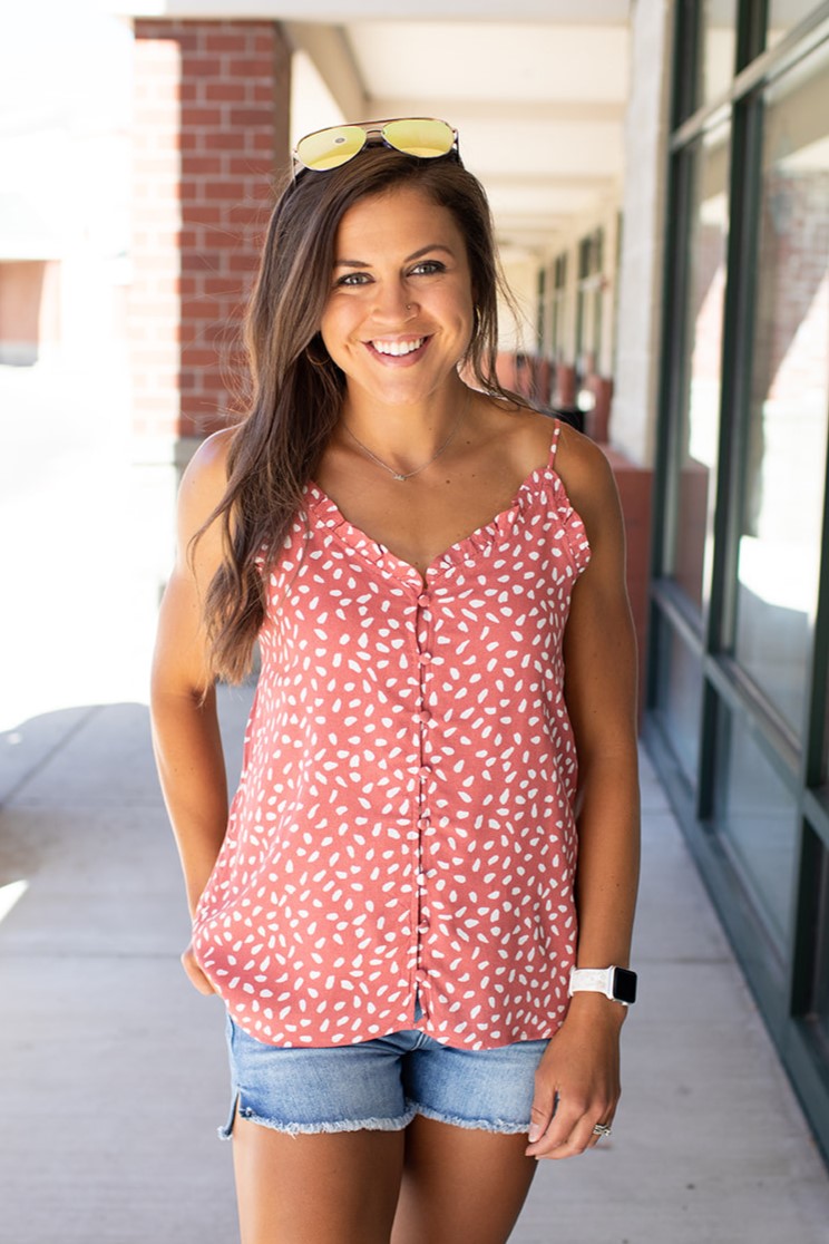 Mauve Spotted Button Cami Tank