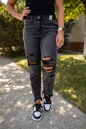 Judy Blue Faded Black Destroyed BF Jeans