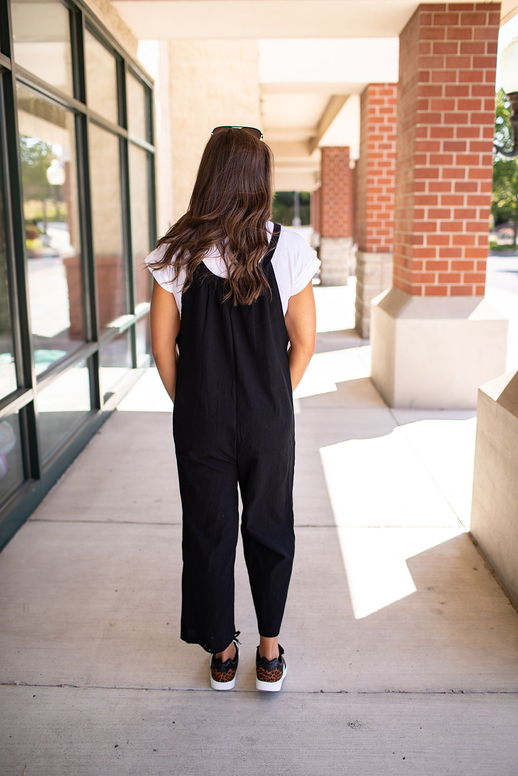 Black Button Crinkle Overall Jumpsuit (SM-3X)