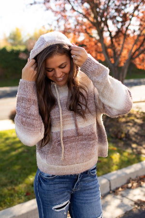 Brown Ombre Hooded Sweater