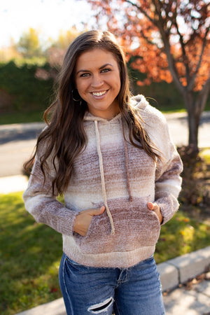 Brown Ombre Hooded Sweater