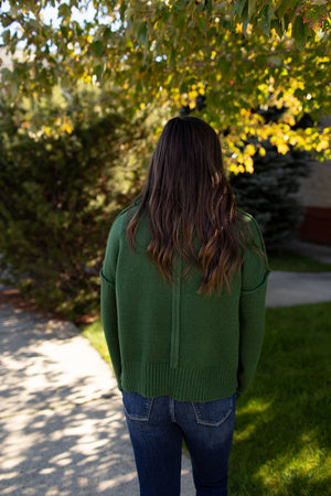 Green Cowl Neck Chunky Sweater