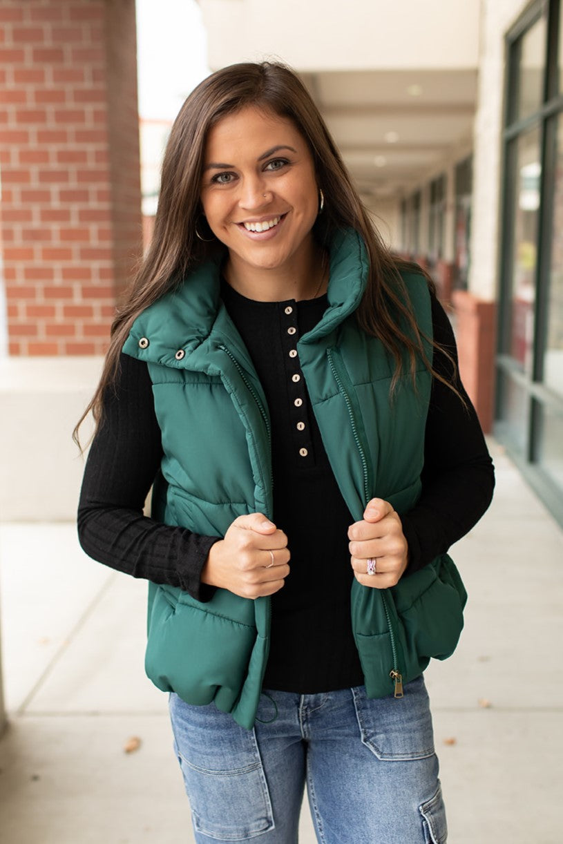 Hunter Green Quilted Puffer Vest