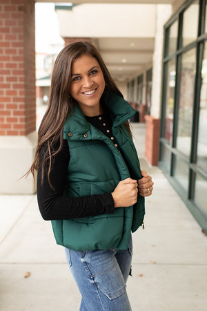 Hunter Green Quilted Puffer Vest