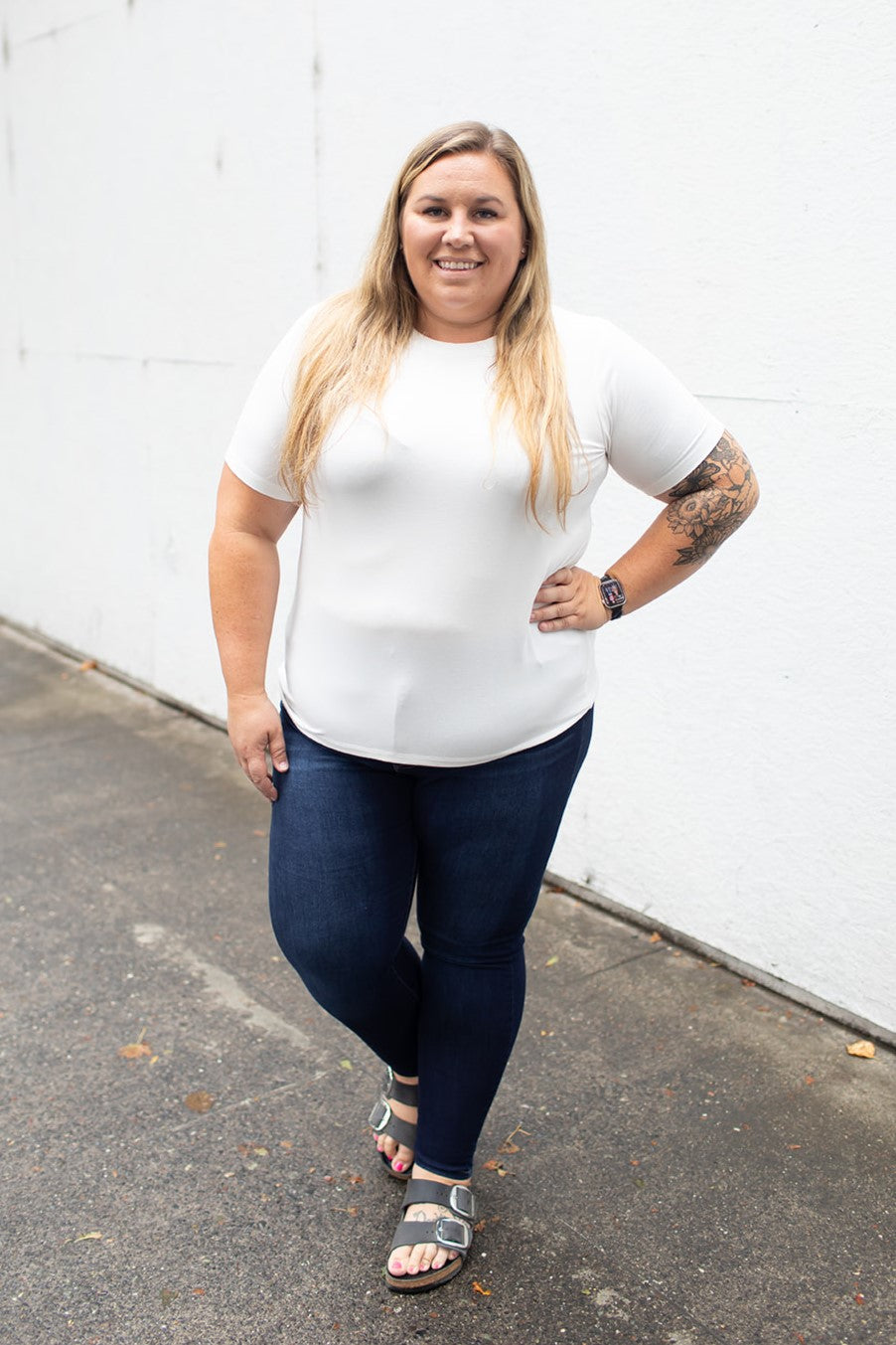 Ivory Basic Crew Neck Tee (SM-3XL) - STB Boutique