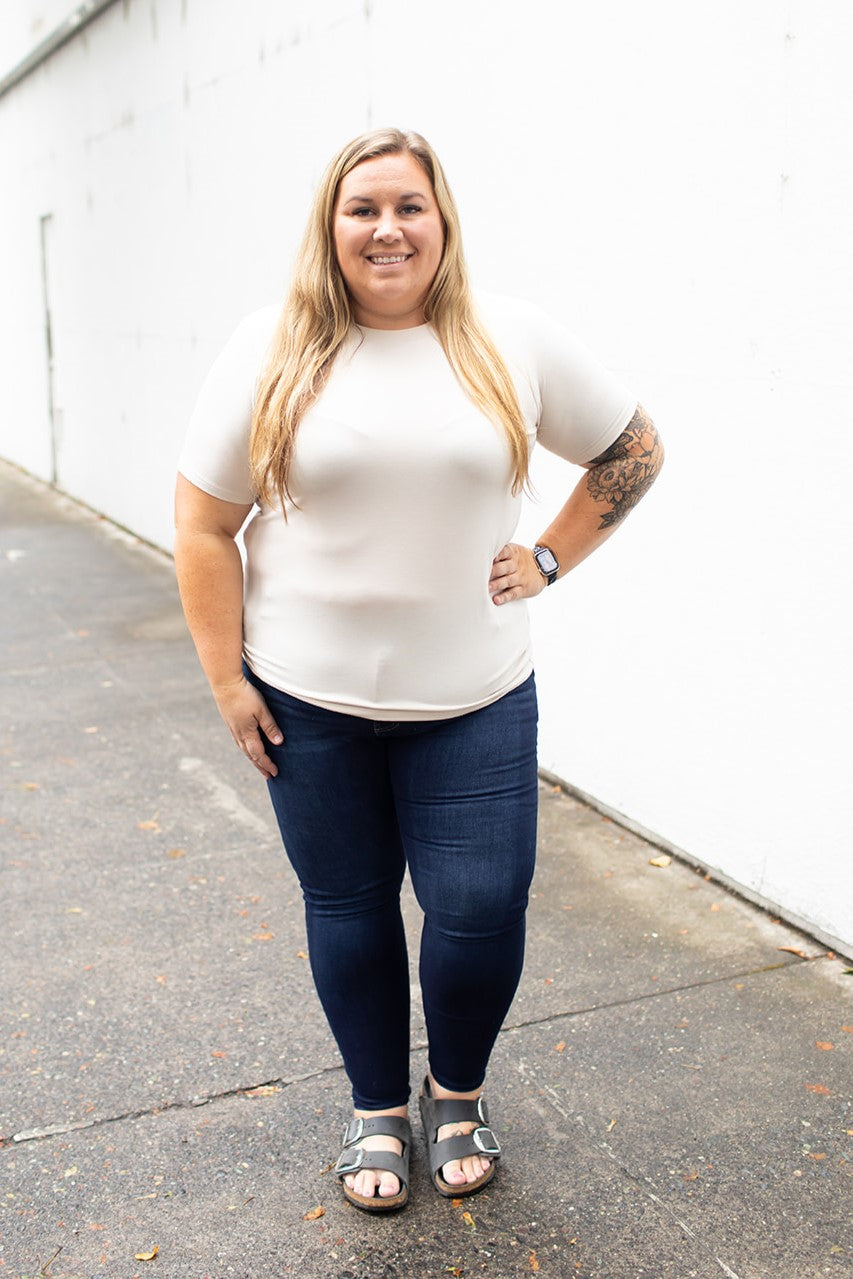 Beige Basic Crew Neck Tee (SM-3XL) - STB Boutique