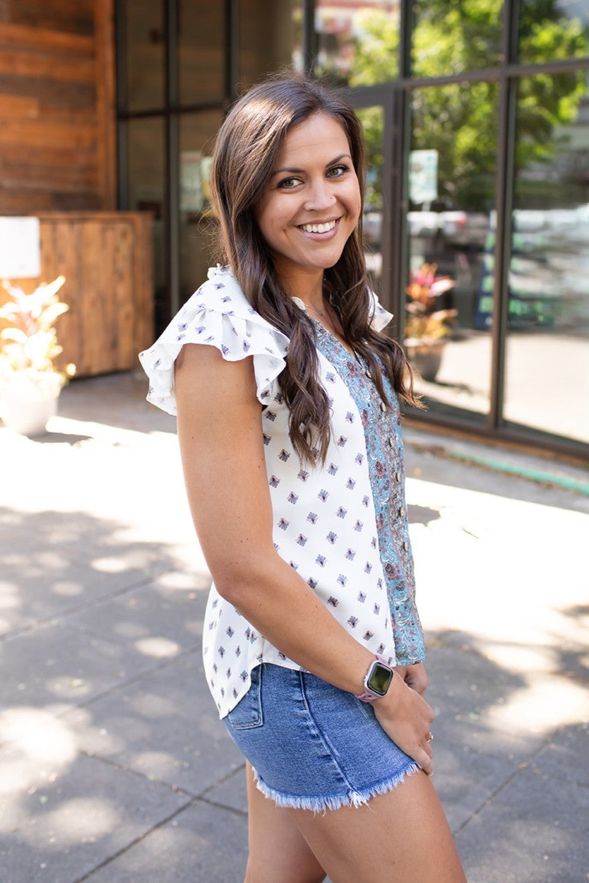 Paisley Boho Ruffle Sleeve Blouse (SM-XL)