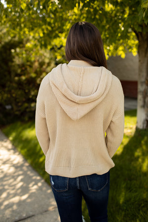 Cream Knitted Hooded Sweater
