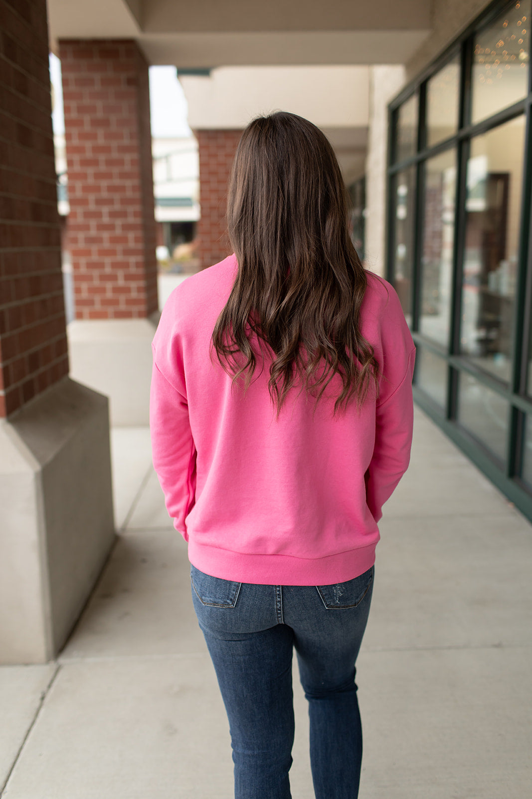 Pink 1/2 Zip Pullover Sweatshirt