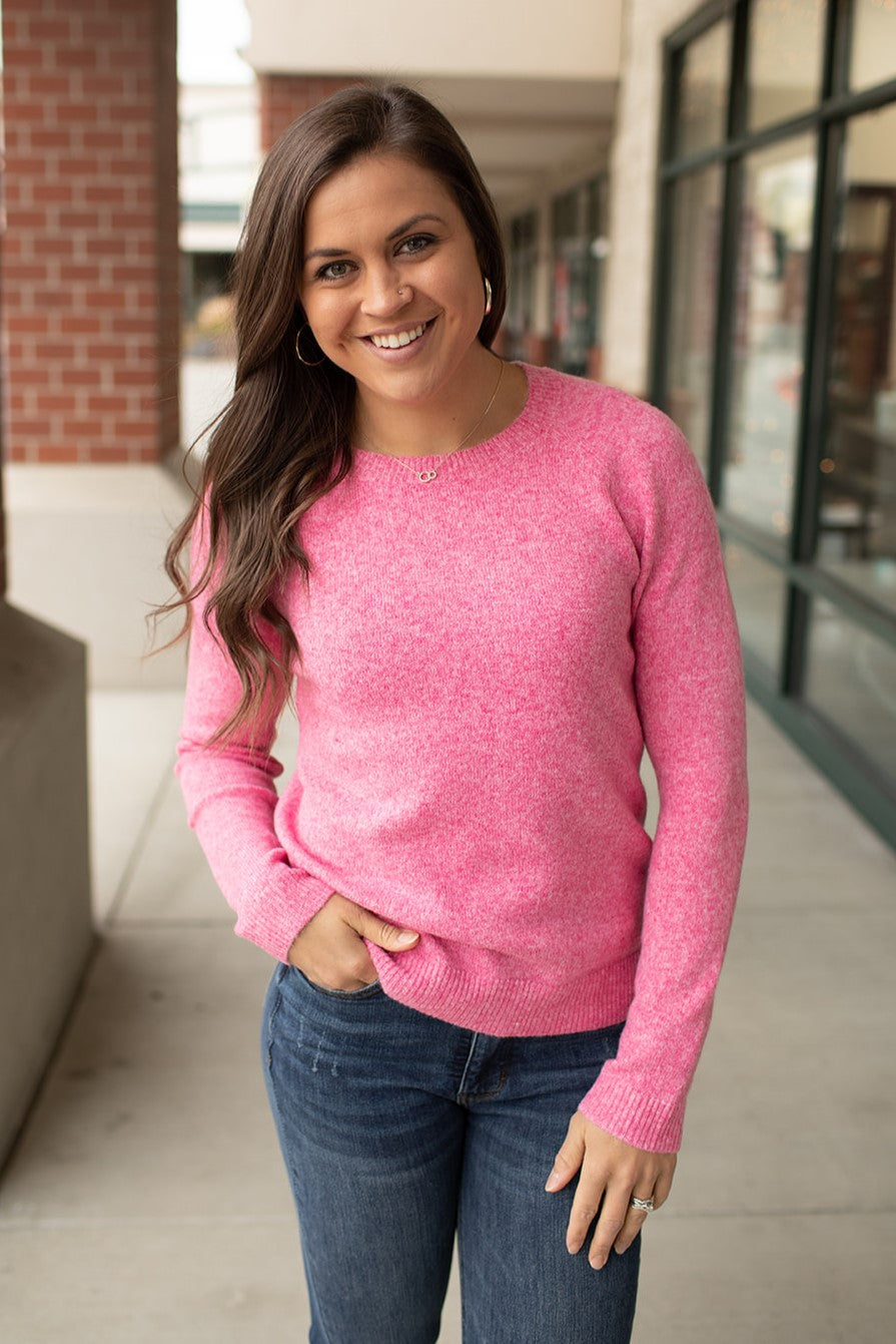 Pink Heather Pullover Sweater (SM-XL)