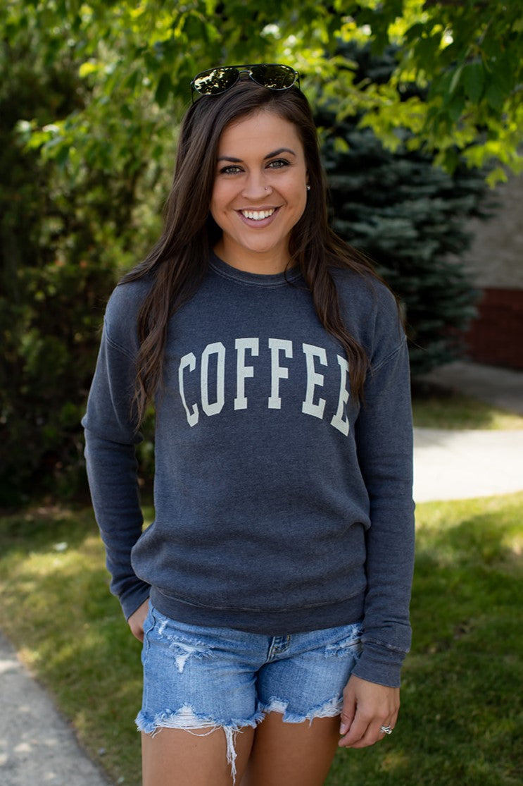 Coffee Gray Mineral Wash Crewneck Sweatshirt