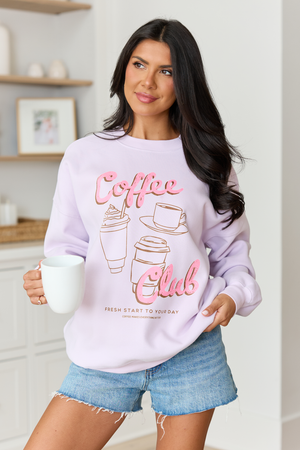 Coffee Club Purple Graphic Sweatshirt - STB Boutique