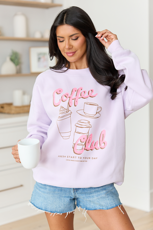 Coffee Club Purple Graphic Sweatshirt - STB Boutique