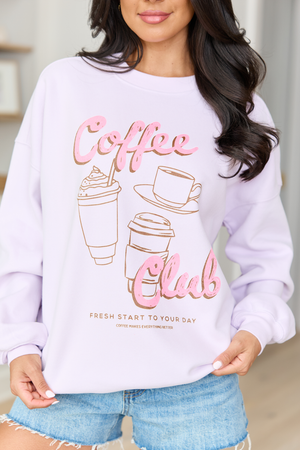 Coffee Club Purple Graphic Sweatshirt - STB Boutique