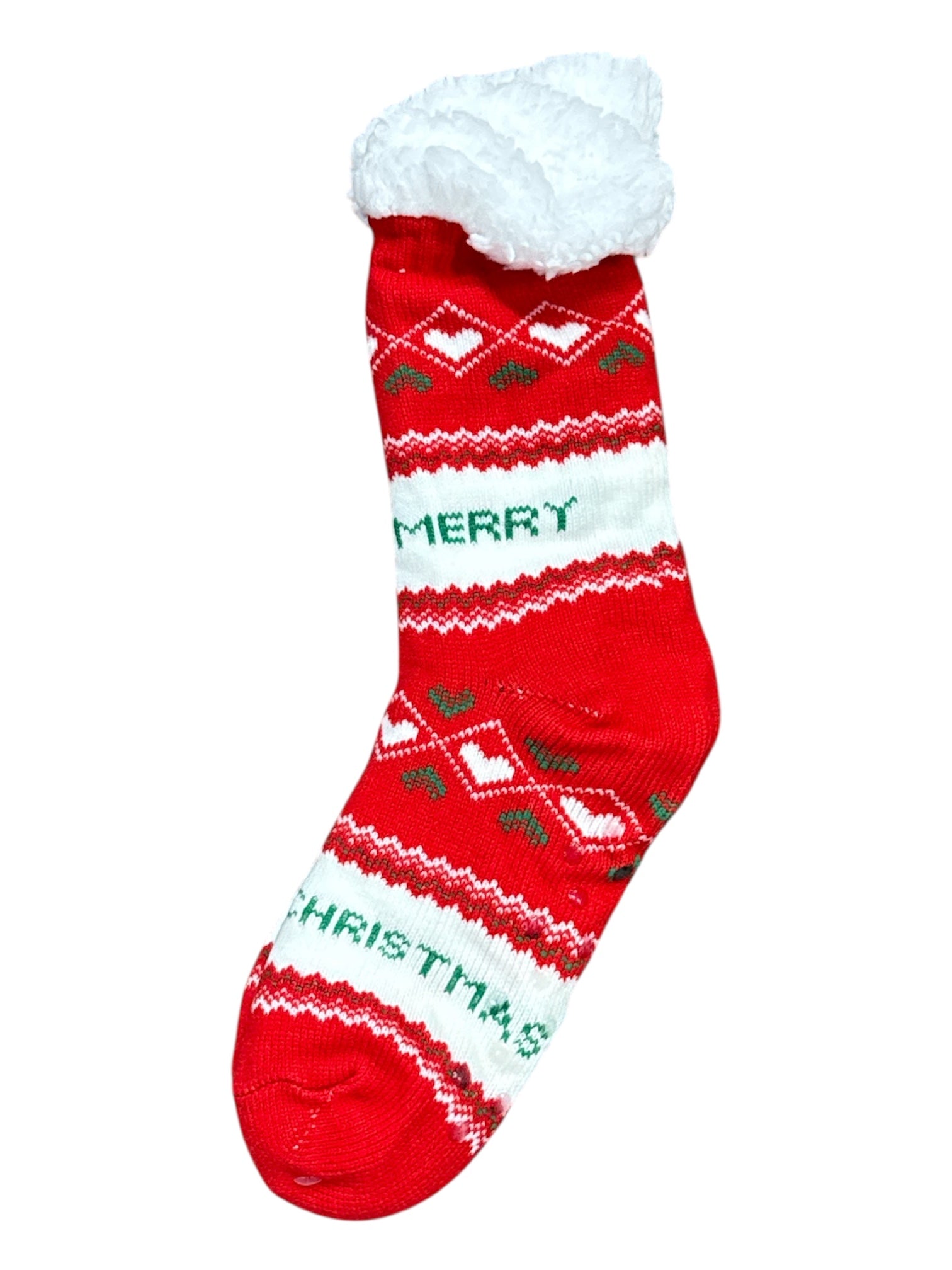 Merry Christmas Sherpa Slipper Socks-75 - STB Boutique