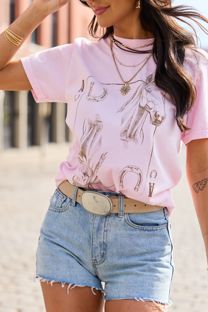 Horseshoe Card Light Pink Graphic Tee - STB Boutique