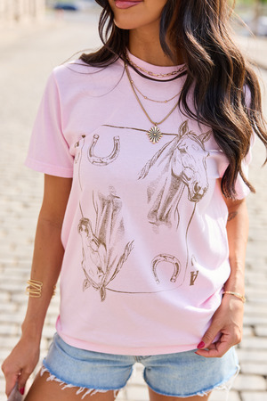 Horseshoe Card Light Pink Graphic Tee - STB Boutique