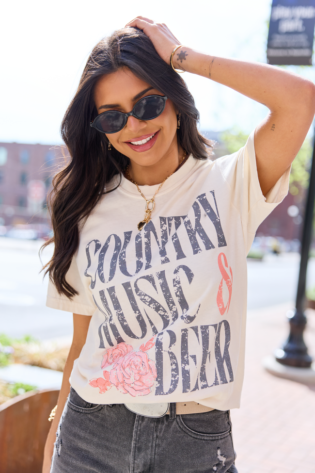 Country Music & Beer Ivory Graphic Tee - STB Boutique