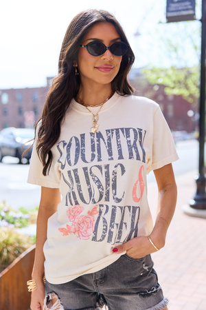 Country Music & Beer Ivory Graphic Tee - STB Boutique