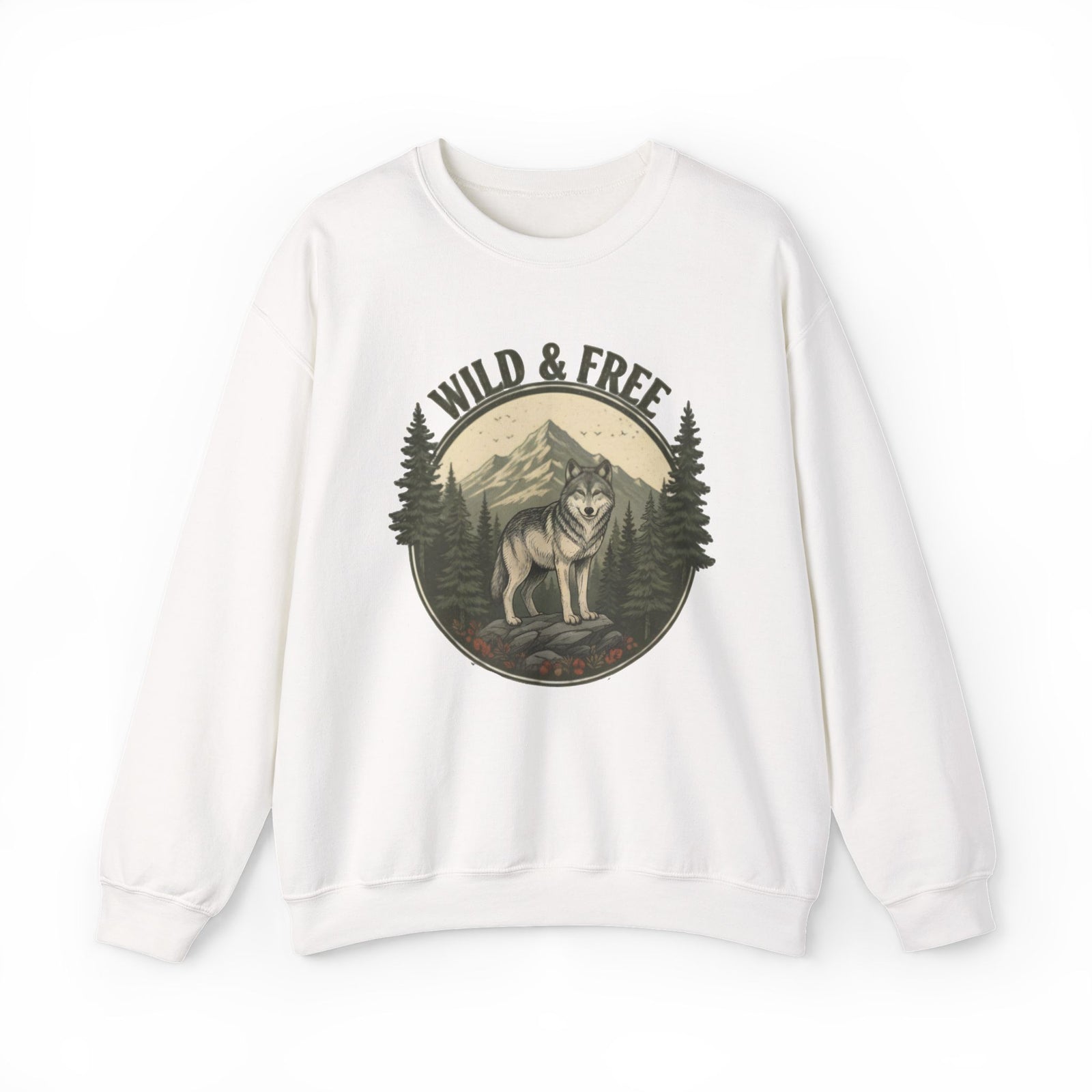 Retro Wild & Free Wolf Crewneck Sweatshirt - 6 Colors