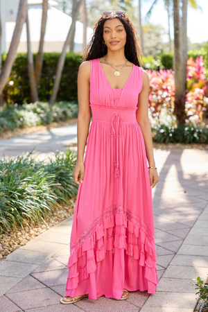 Lucky To Have You Pink Sleeveless Maxi Dress - STB Boutique