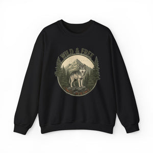 Retro Wild & Free Wolf Crewneck Sweatshirt - 6 Colors