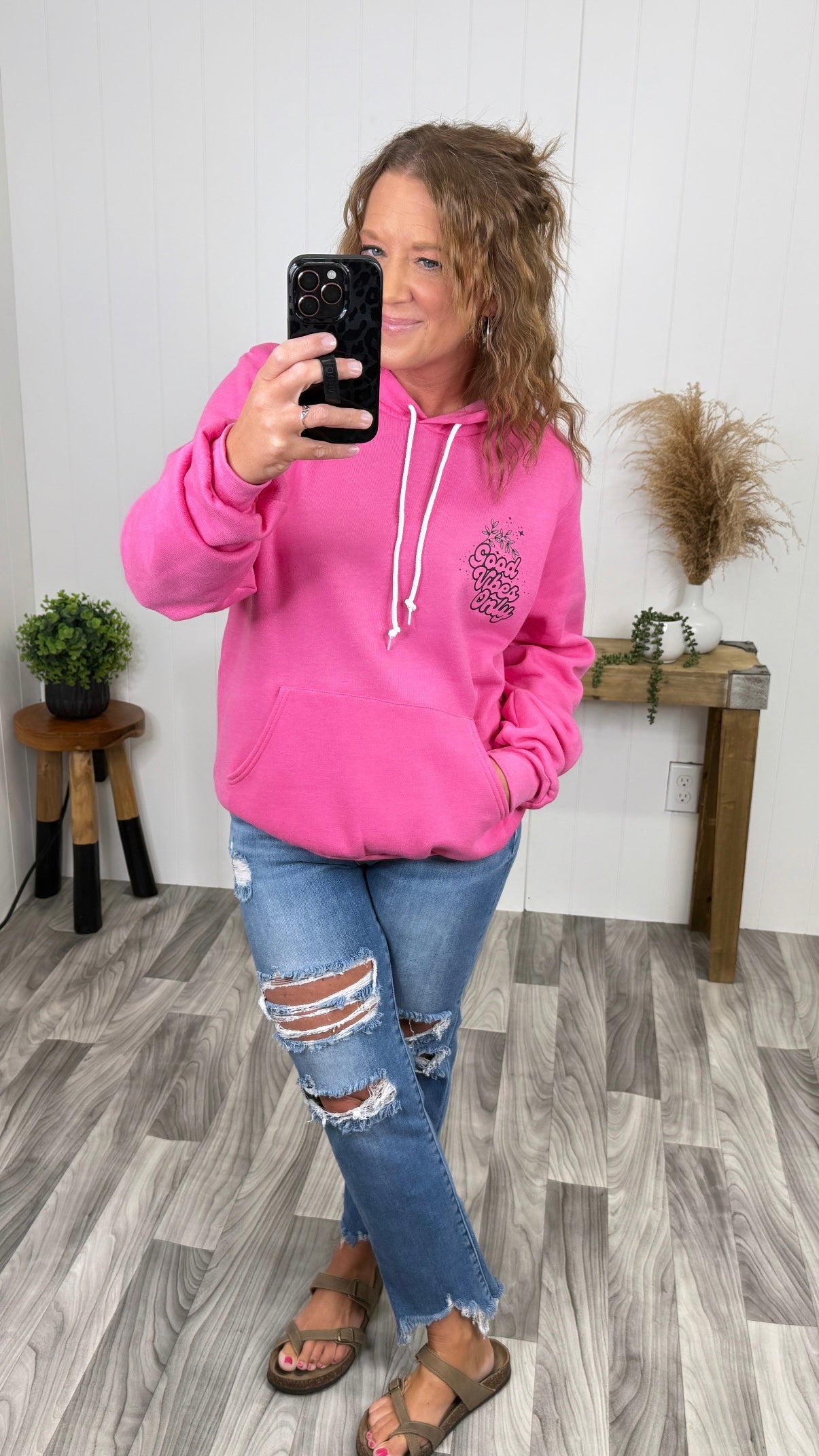 Pink Black Good Vibes BC Hoodie (Unisex SM-2X)
