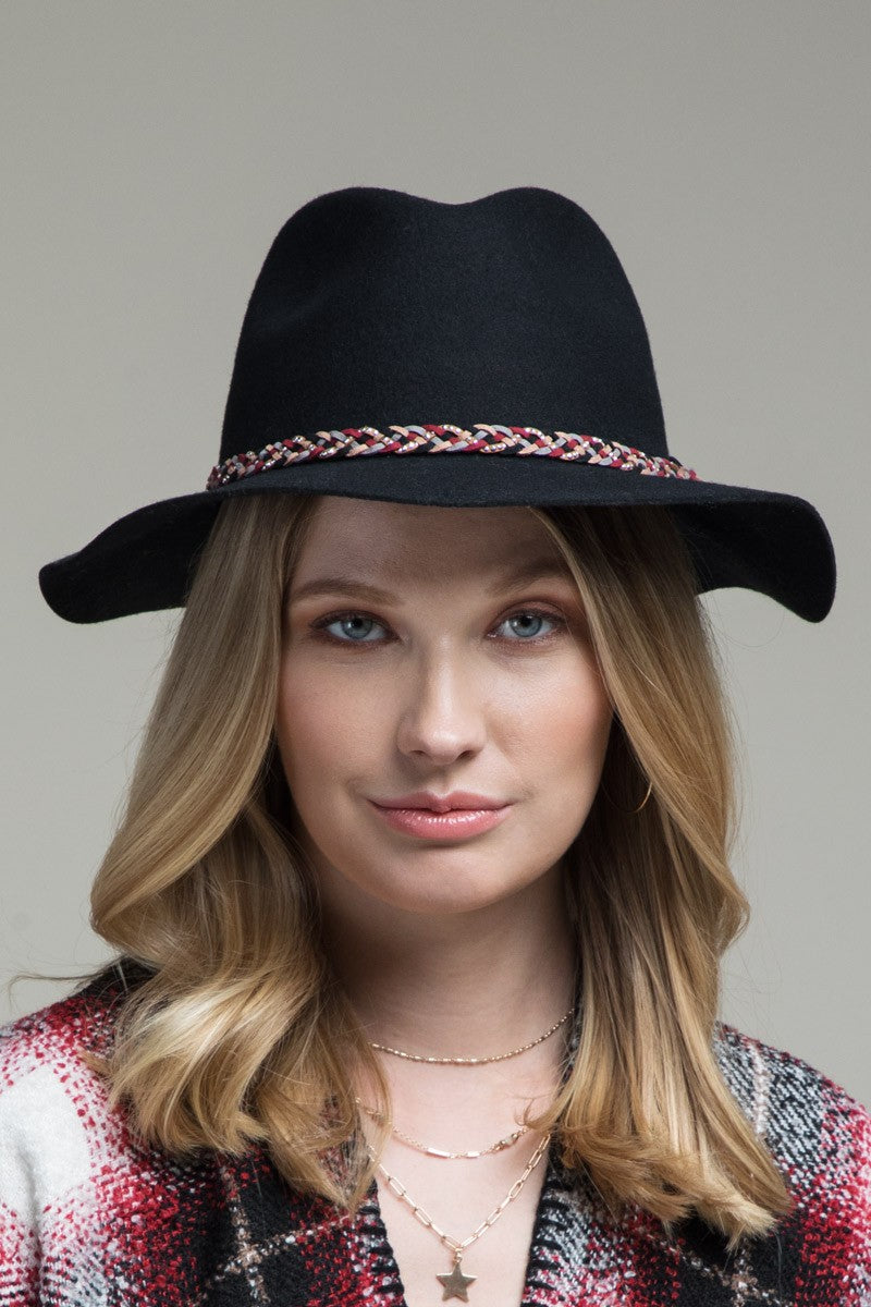 Black Braided O-Ring Panama Hat