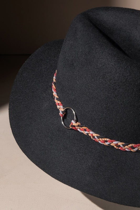 Black Braided O-Ring Panama Hat