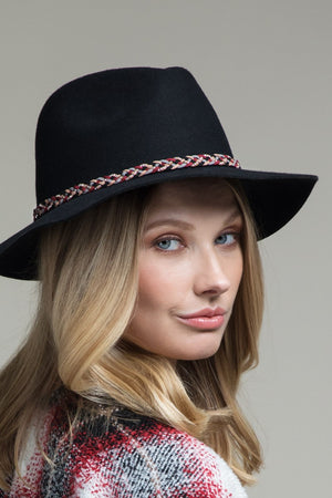 Black Braided O-Ring Panama Hat