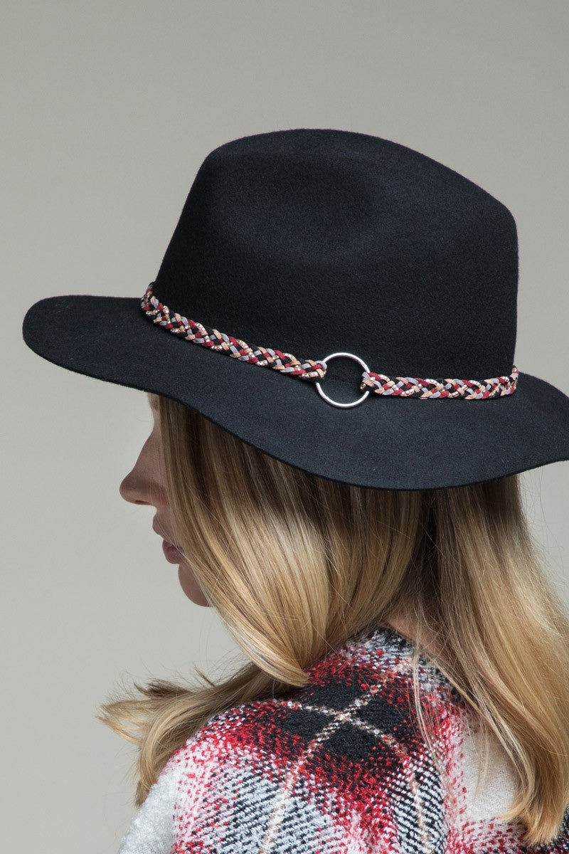 Black Braided O-Ring Panama Hat