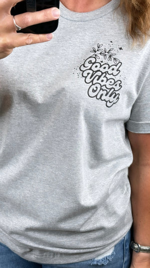 Gray Black Good Vibes BC Tee (Unisex SM-3X)
