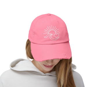 Sunrise Wave Heart Distressed Hat - 4 Colors
