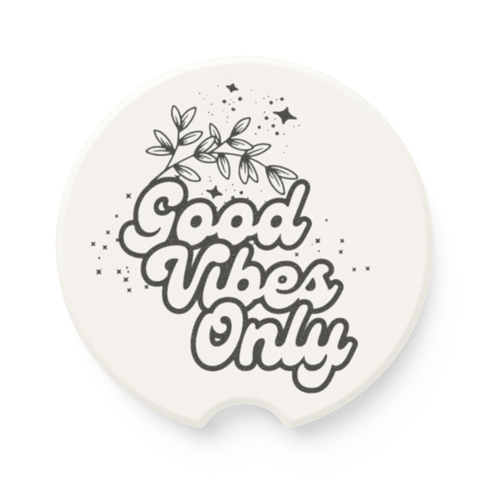Good Vibes Only Car Coaster - Wt/Bk
