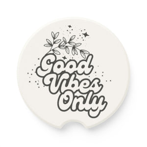 Good Vibes Only Car Coaster - Wt/Bk