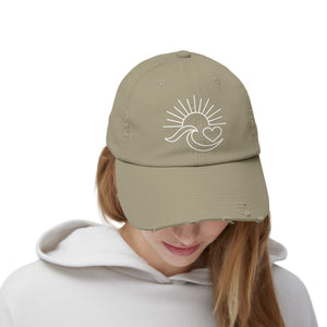 Sunrise Wave Heart Distressed Hat - 4 Colors